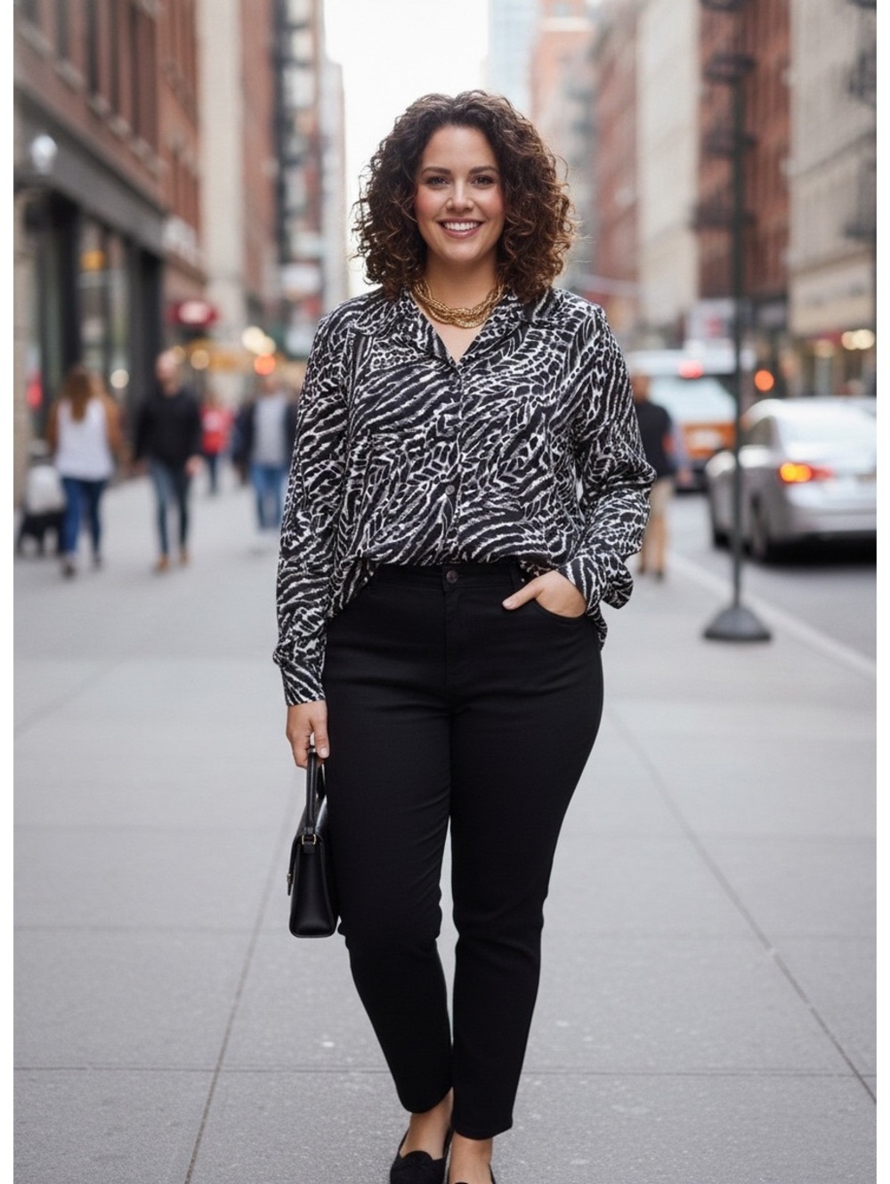 DonnKenny Woman Zebra Print Blouse 2X